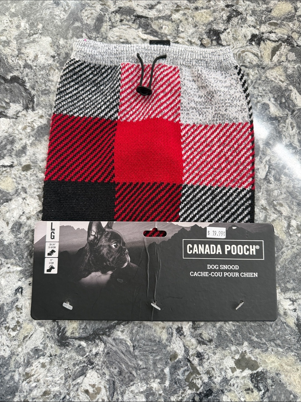 Red & Black Buffalo Plaid Knit Dog Snood - Large